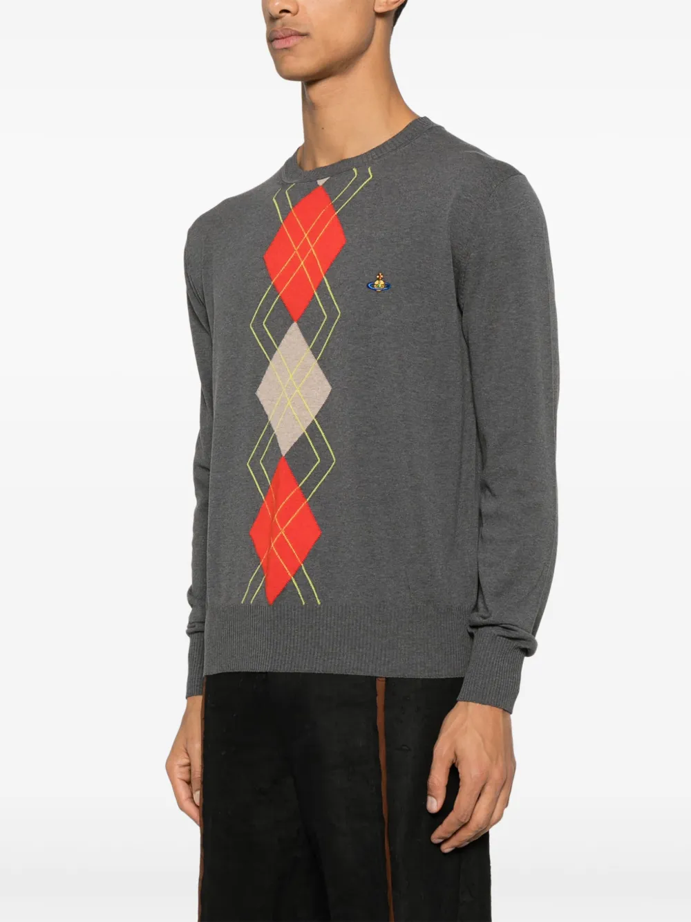Vivienne Westwood Trui met argyle patroon en ronde hals Grijs