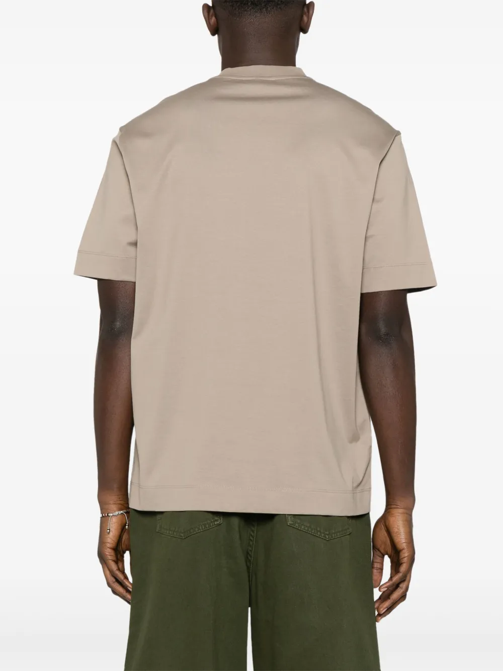 Emporio Armani T-shirt met logo jacquard Bruin