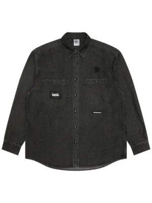 AAPE BY *A BATHING APE® Camisa Con Franja Del Logo | Negro