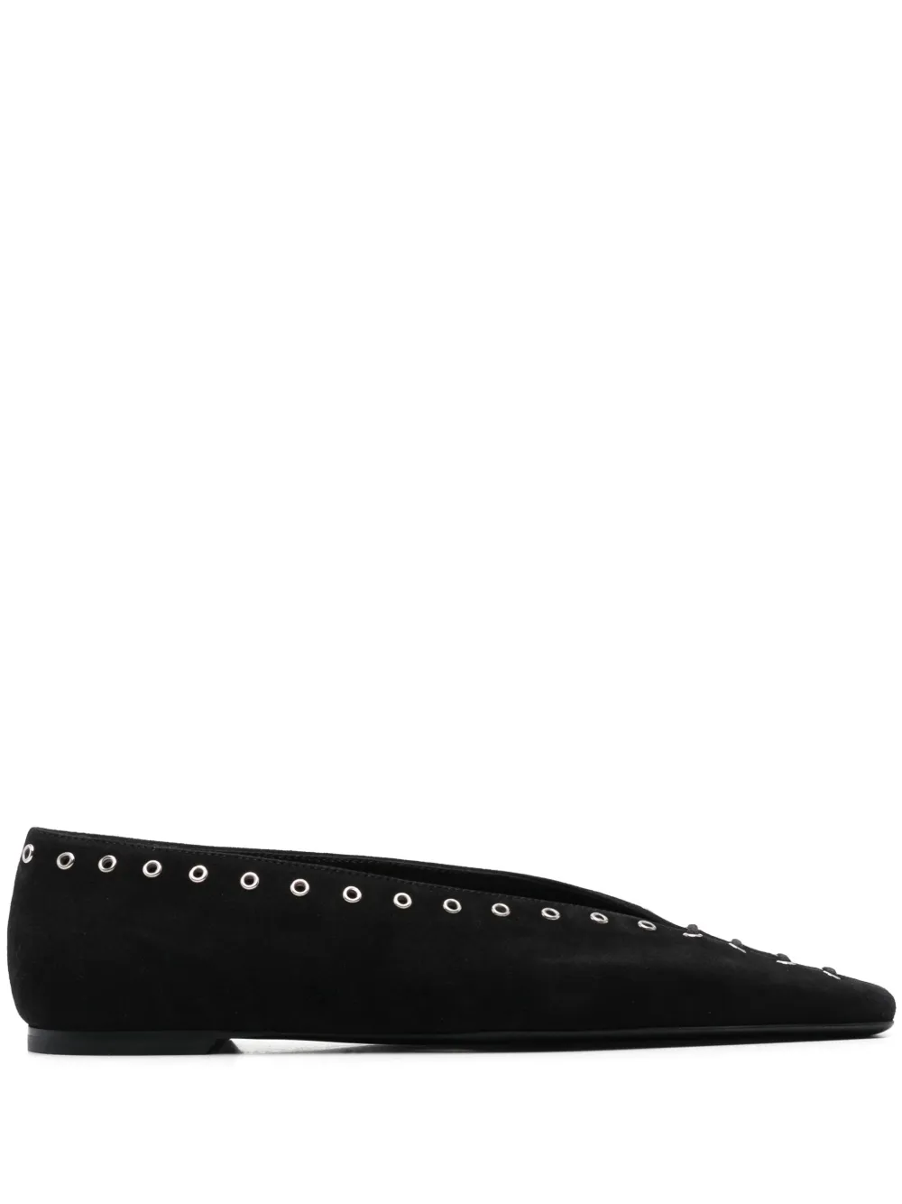 TOTEME suede lace-up ballerina shoes – Black