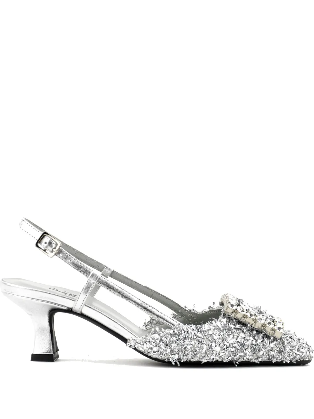 Paul Warmer Carre Slingback Pumps In Silver
