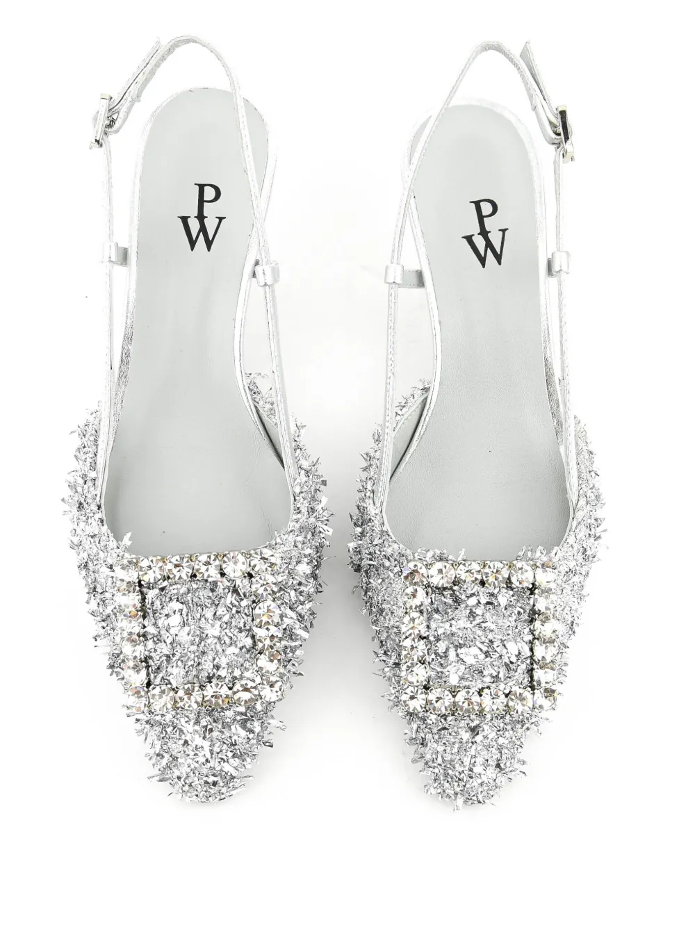 Paul Warmer Carre Slingback Pumps In Silver