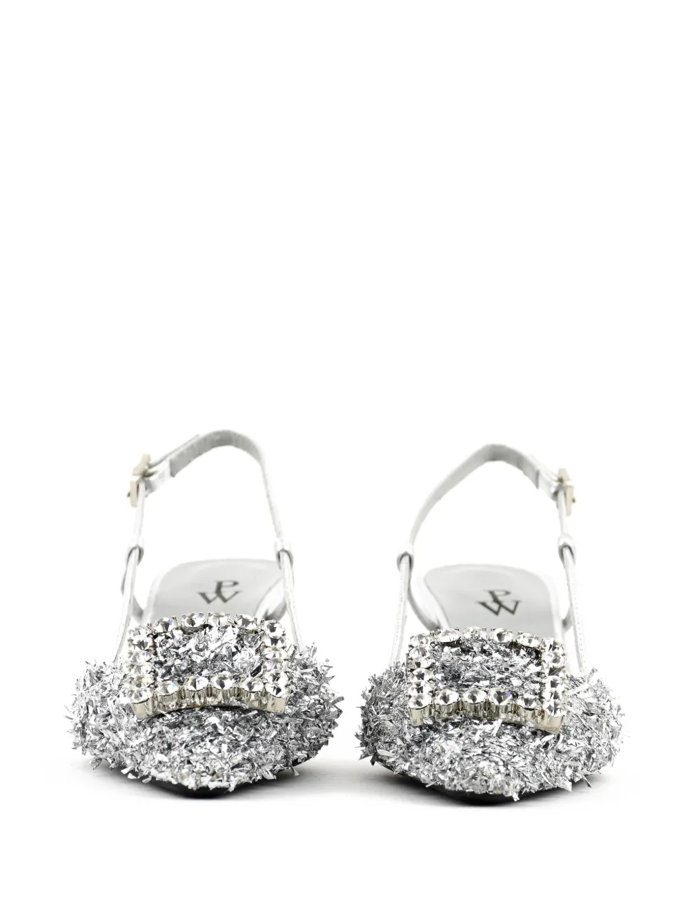 Paul Warmer Carre Slingback Pumps In Silver