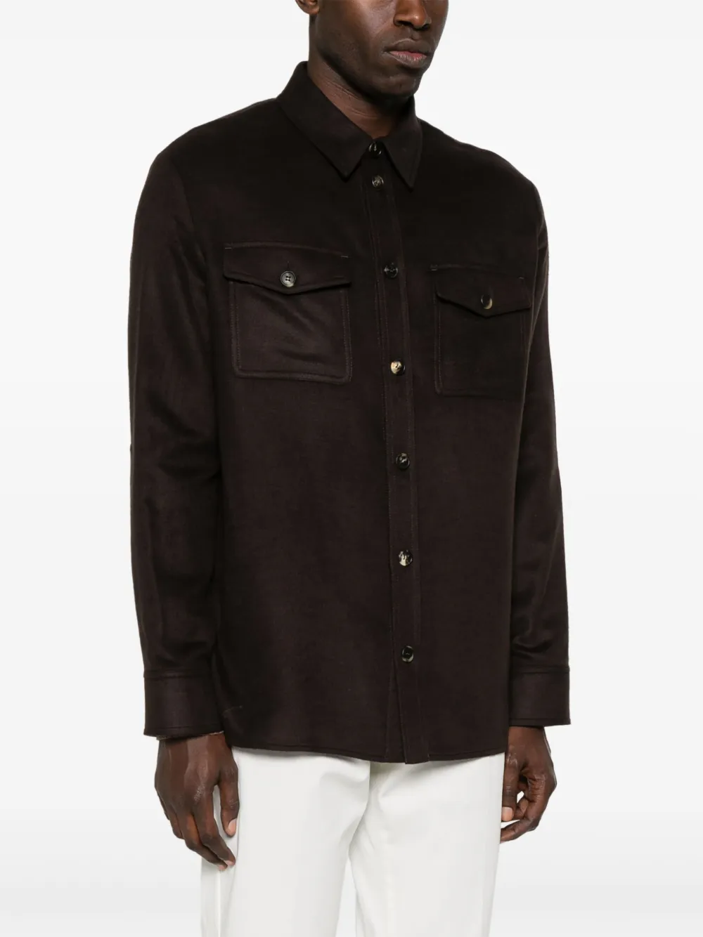 Gabriela Hearst Lucas Overshirt In Chocolate Winter Silk In Brown