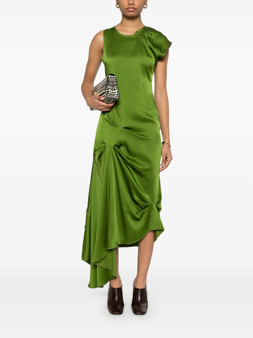 Victoria Beckham Gedrapeerde midi-jurk met gesmockt detail - Groen