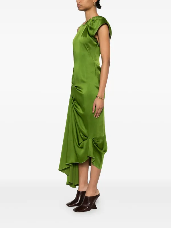 Victoria Beckham Draped tuck-detail Midi Dress | Green