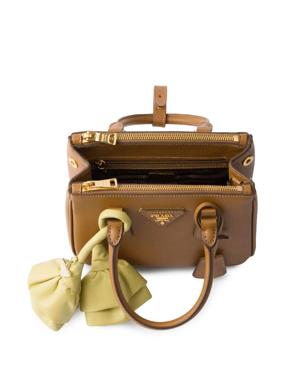 Prada Galleria Saffiano mini-tas Bruin