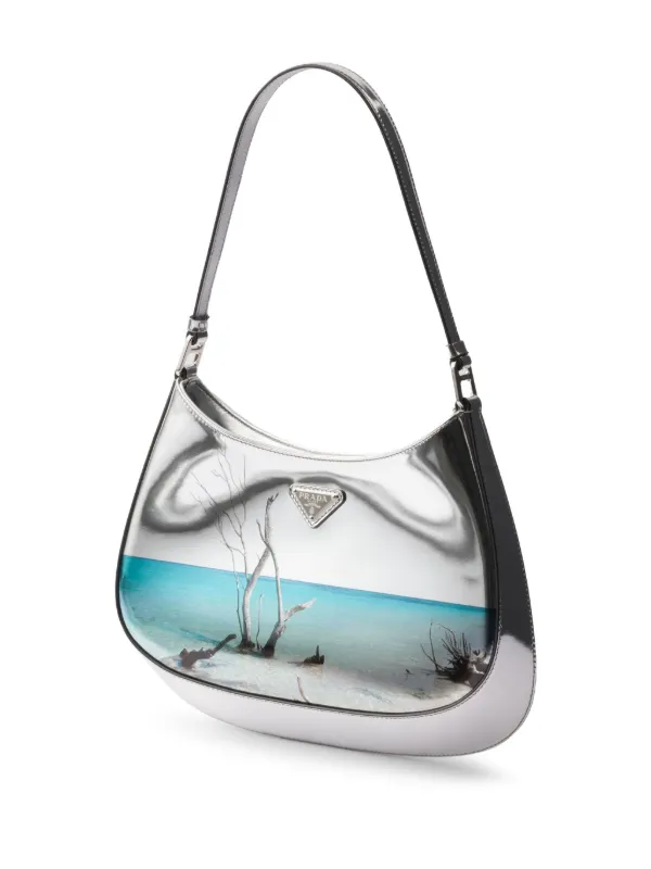 【関税&送料込】Prada Prada Cleo Shoulder Bag In Printed Bru Prada Cleo Printed Brushed Leather Shoulder Bag | Silver