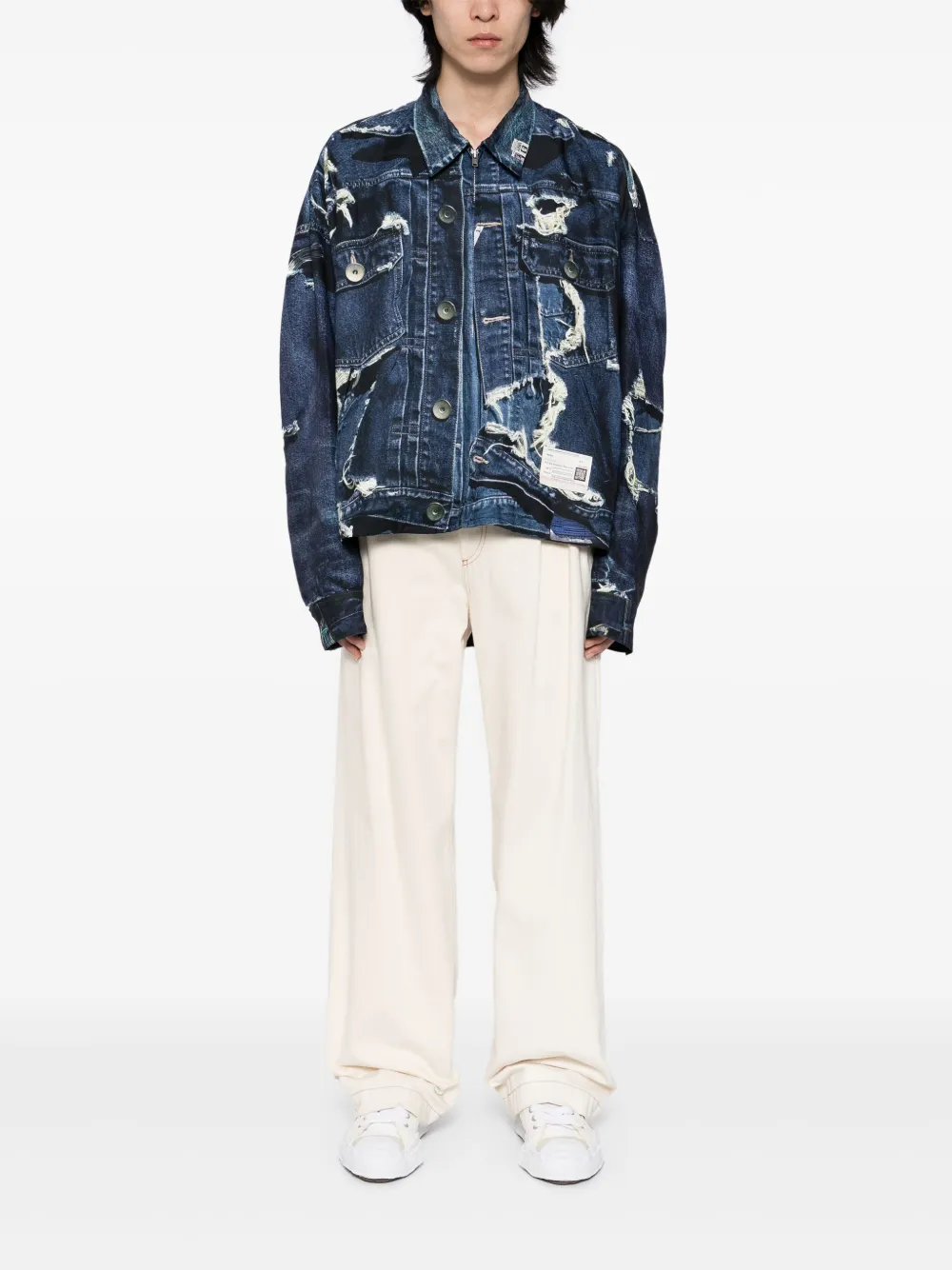 Maison MIHARA YASUHIRO Shirtjack met grafische print - Blauw