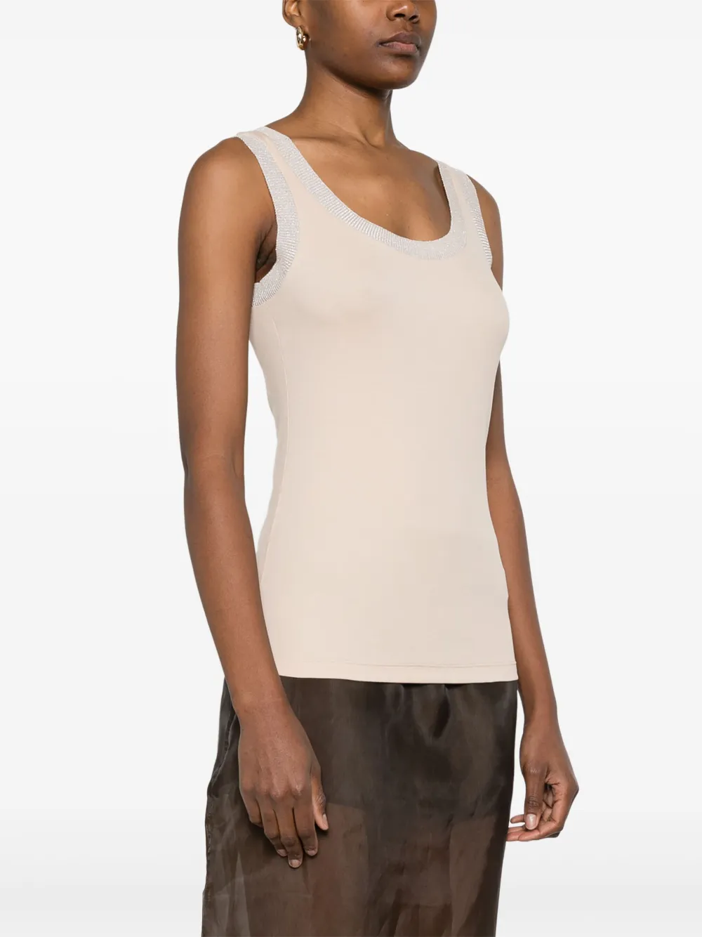 Fabiana Filippi Tanktop met lurex afwerking Beige