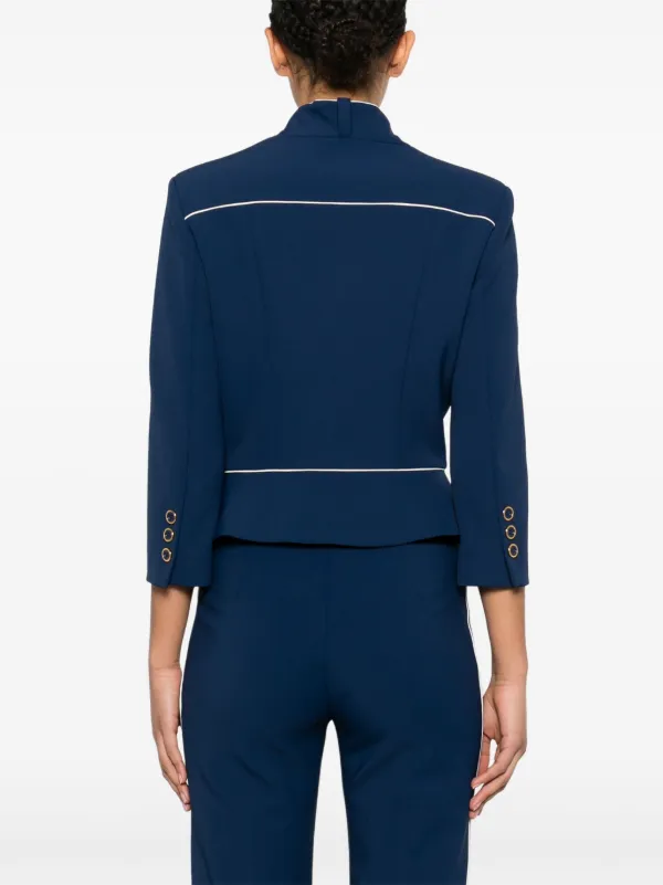 Elisabetta Franchi attached-scarf Crepe Jacket | Blue | FARFETCH