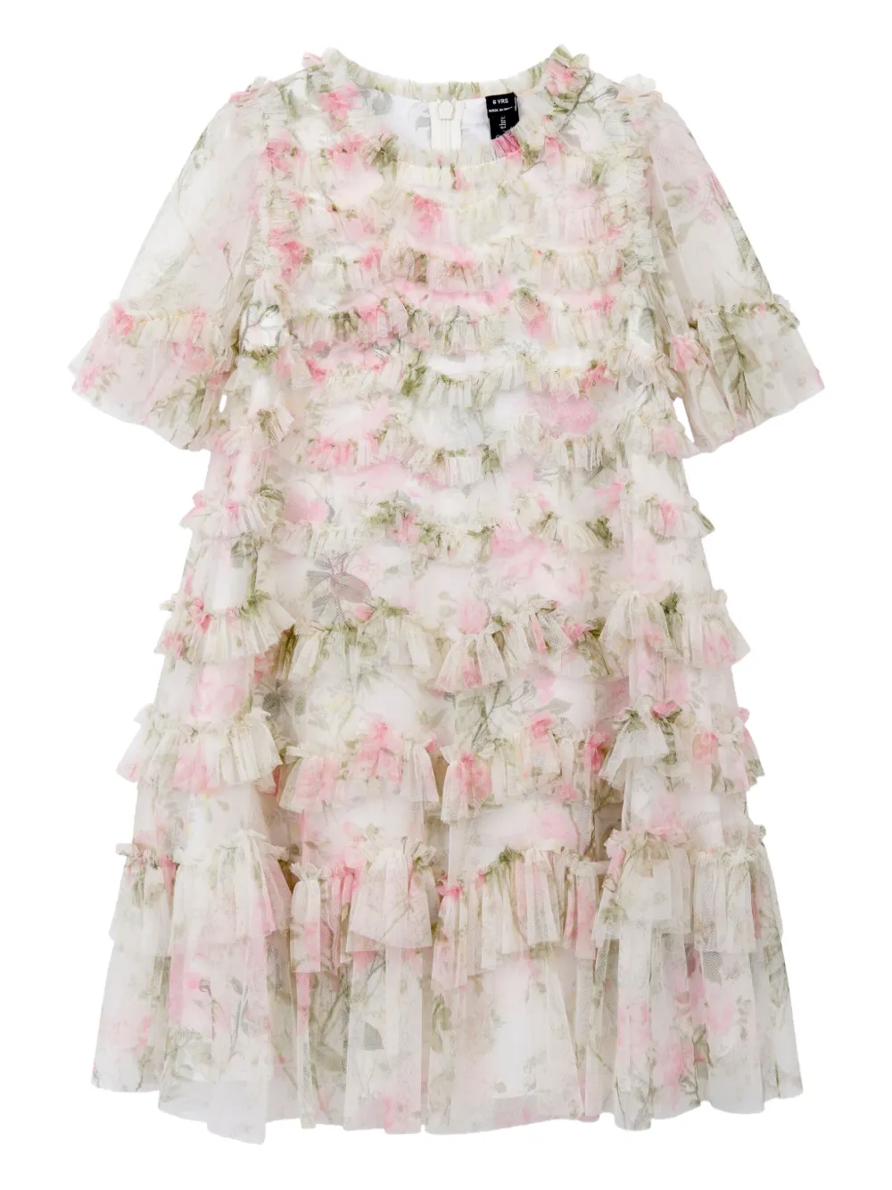 NEEDLE & THREAD KIDS Abito con stampa rosa all-over | bianco | Image 1