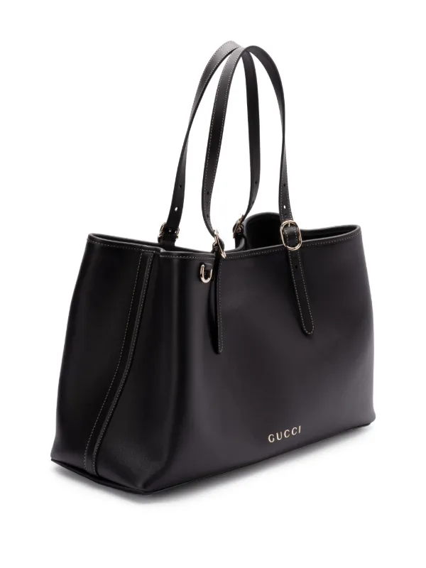 トートバッグ MEDIUM GG EMBLEM SHOPPING BAG GG Emblem medium tote bag in beige and dark brown fabric