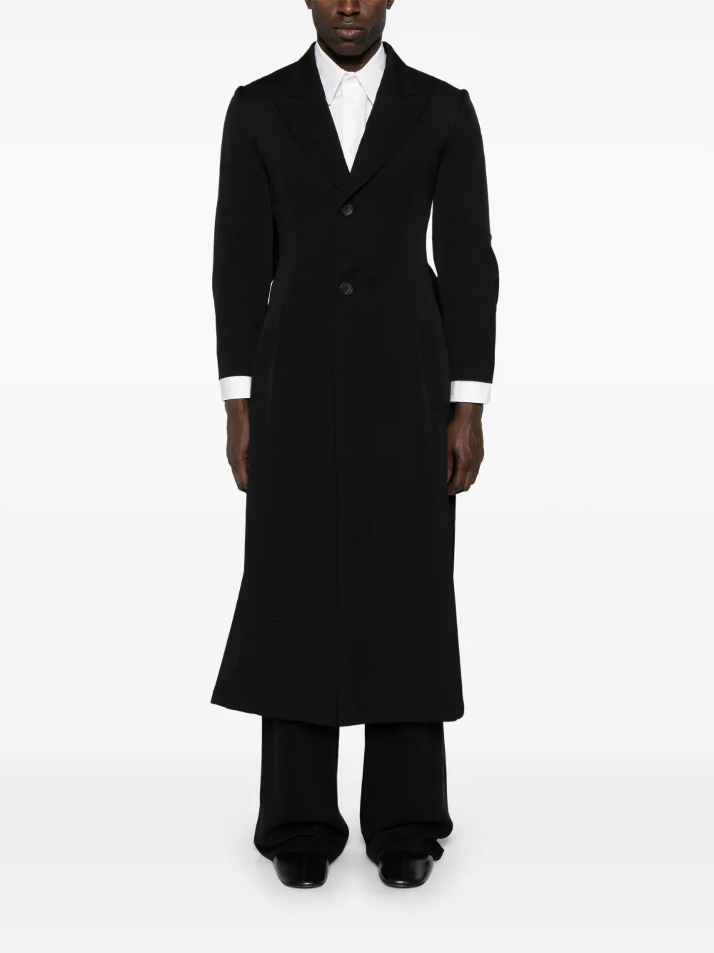 Yohji Yamamoto Scheerwollen trenchcoat - Zwart