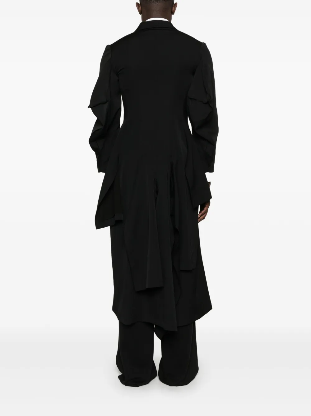Yohji Yamamoto Scheerwollen trenchcoat Zwart
