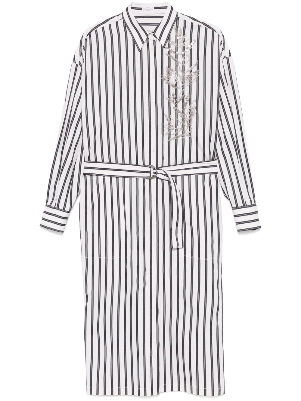 Brunello Cucinelli robe-chemise à fleurs brodées | blanc | Image 1