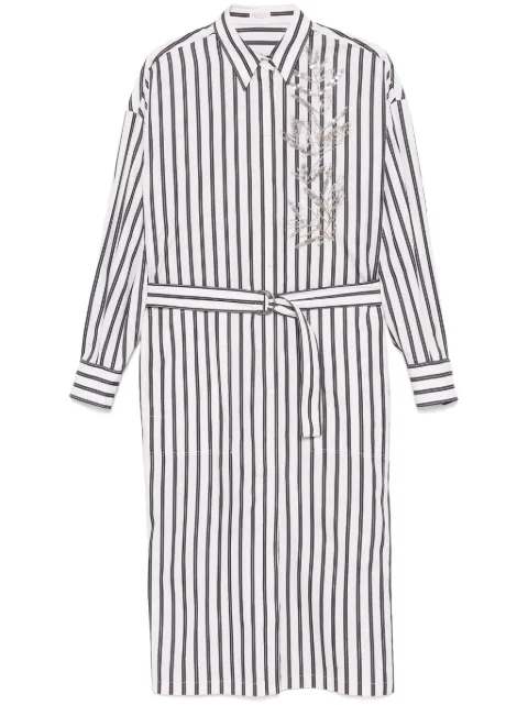 Brunello Cucinelli floral-embroidered shirt dress