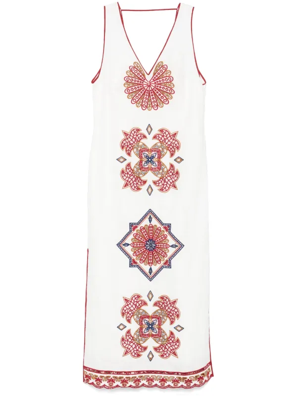 knee length dresses for ladies White Richelieu Sleeveless Midi Dress – FARM Rio main image 0