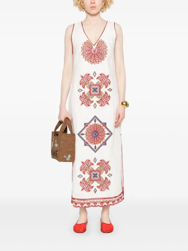 open lace back dress Buy the Guanacaste Sand Cut Out Sleeveless Midi Dress in Red main image 1