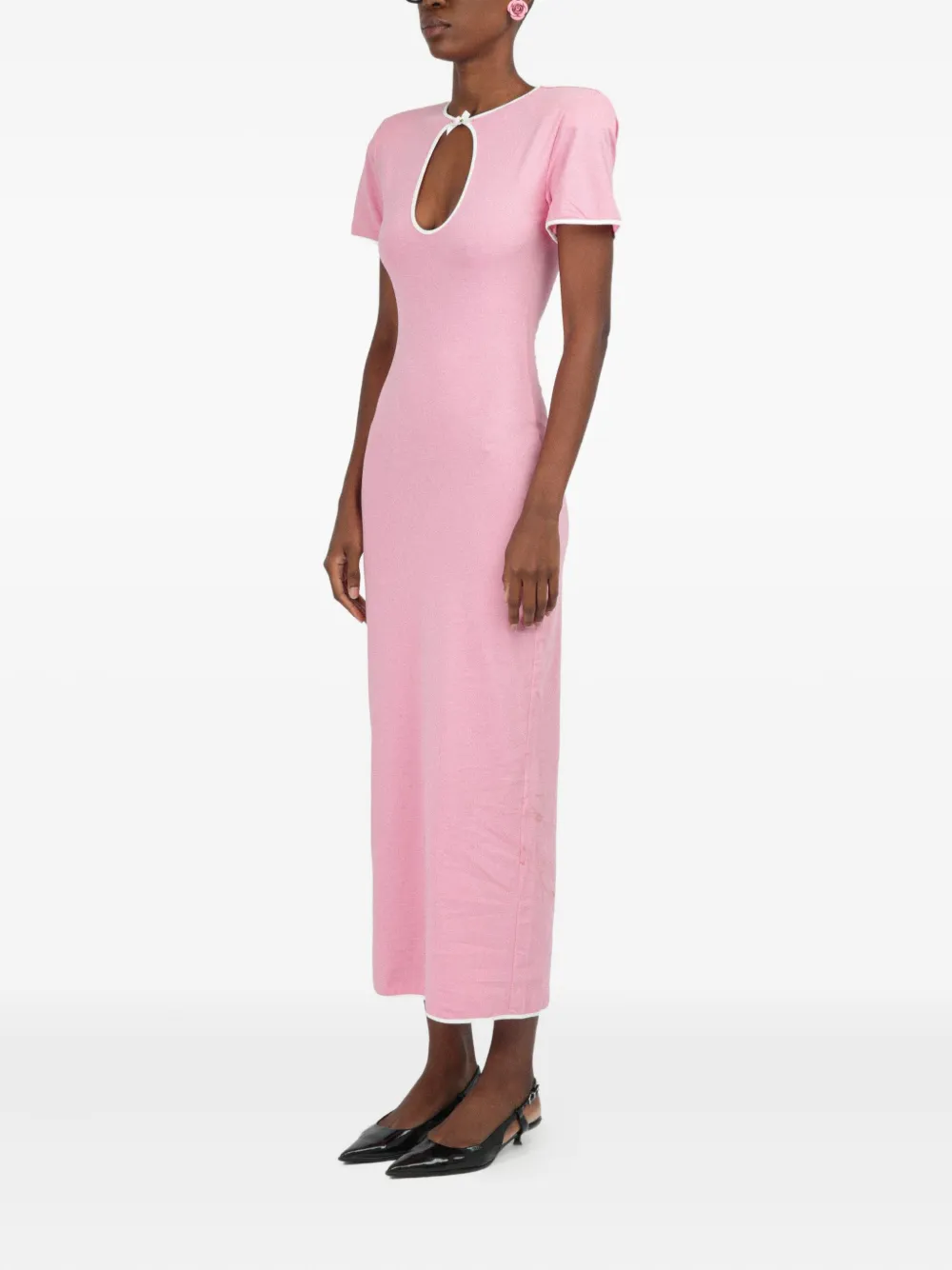 ROWEN ROSE CUT-OUT JERSEY MIDI DRESS