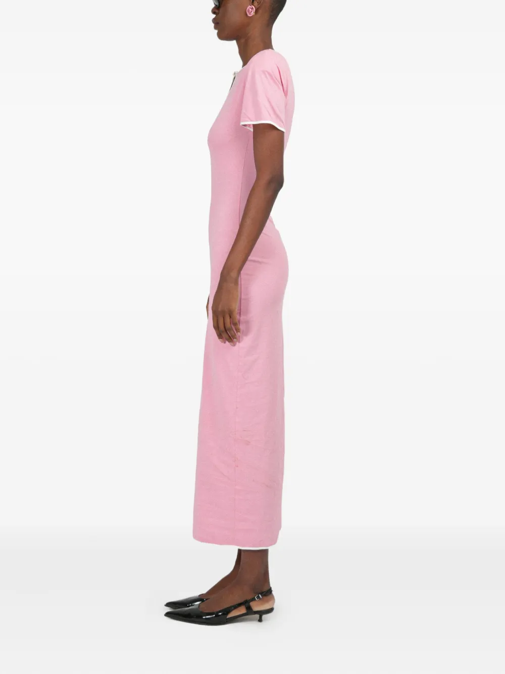 ROWEN ROSE CUT-OUT JERSEY MIDI DRESS