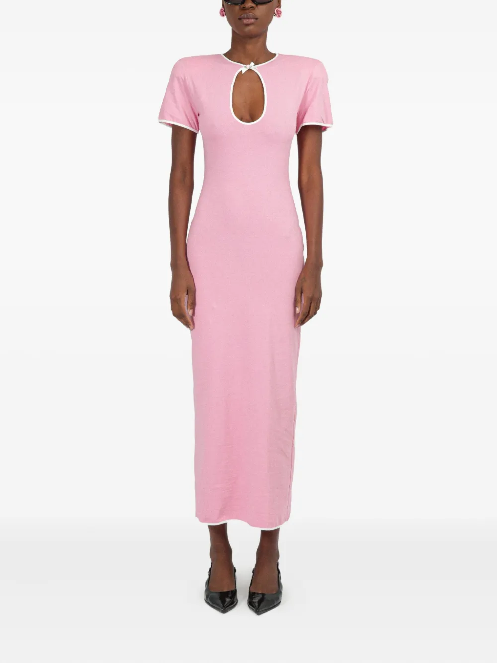 Rowen Rose cut-out jersey midi dress - Roze