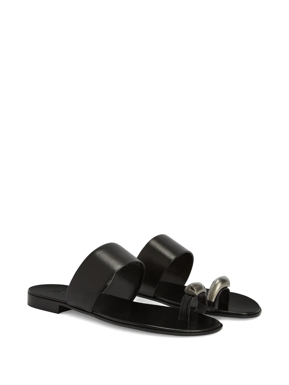 Giuseppe Zanotti Norbert leather single-band toe-ring sandals Zwart