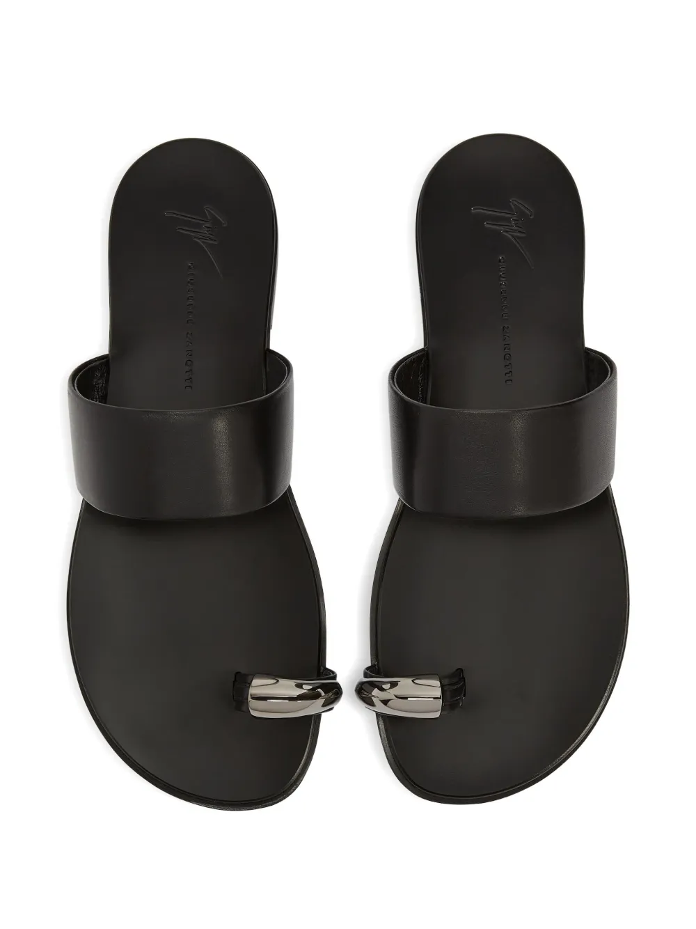 Giuseppe Zanotti Norbert leather single-band toe-ring sandals Zwart