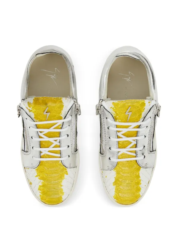 Giuseppe Zanotti Nicki Metallic zip-detail Sneakers Grey FARFETCH IN