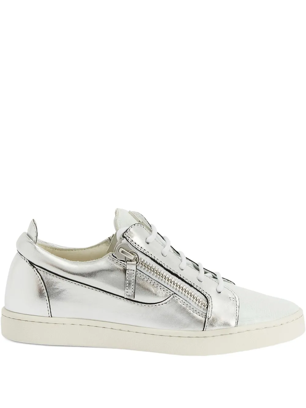 Giuseppe Zanotti Nicki metallic leather zip-detail sneakers Grey
