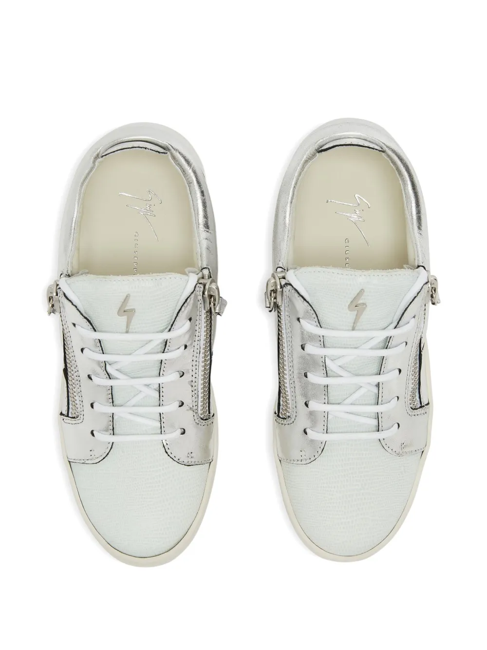 Giuseppe Zanotti Nicki metallic leather zip-detail sneakers Grey