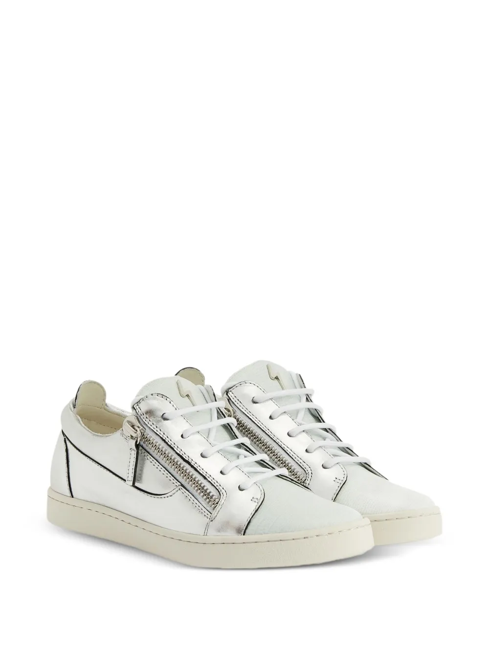Giuseppe Zanotti Nicki metallic leather zip-detail sneakers Grijs