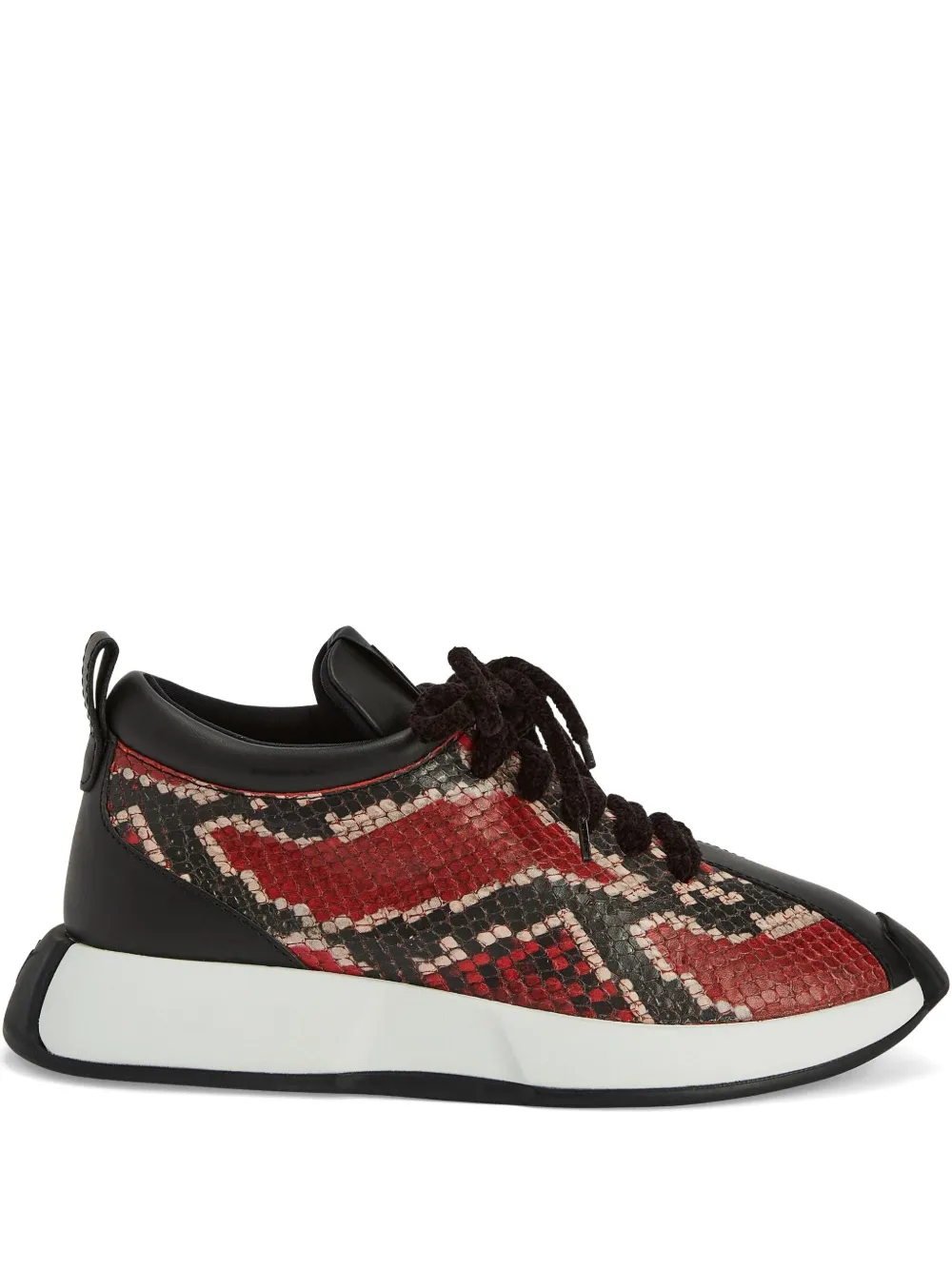 Giuseppe Zanotti Ferox snakeskin-effect lace-up sneakers Red