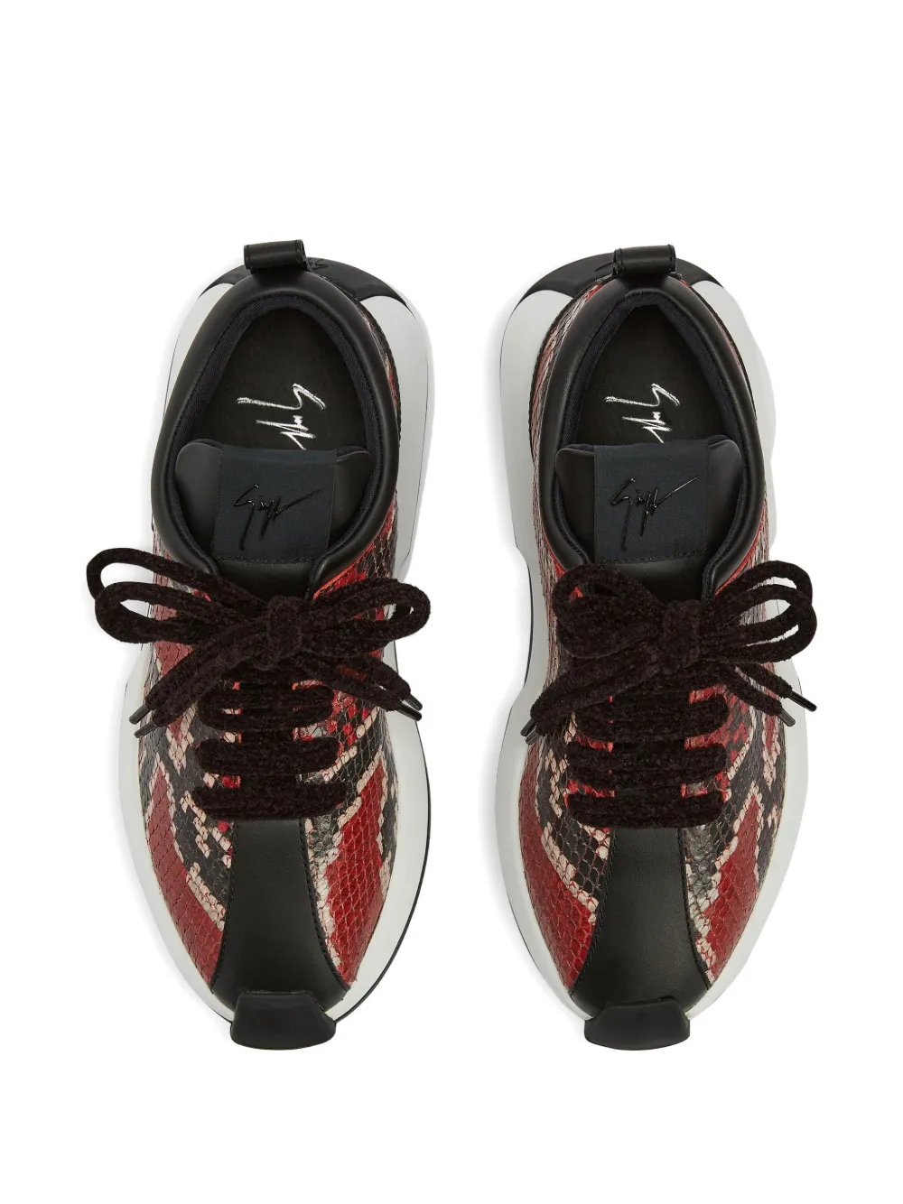 Giuseppe Zanotti Ferox snakeskin-effect lace-up sneakers Red