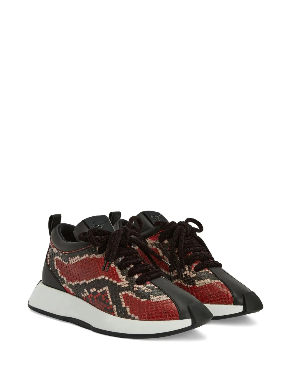 Giuseppe Zanotti Ferox snakeskin-effect lace-up sneakers Red
