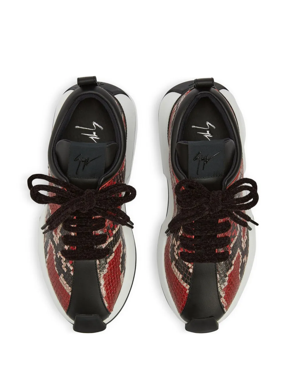 Giuseppe Zanotti Ferox snakeskin-effect lace-up sneakers Red