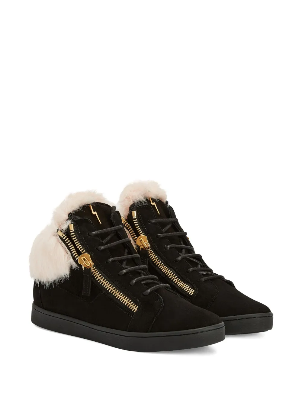 Giuseppe Zanotti Kriss fur-trimmed zip-detail sneakers Black