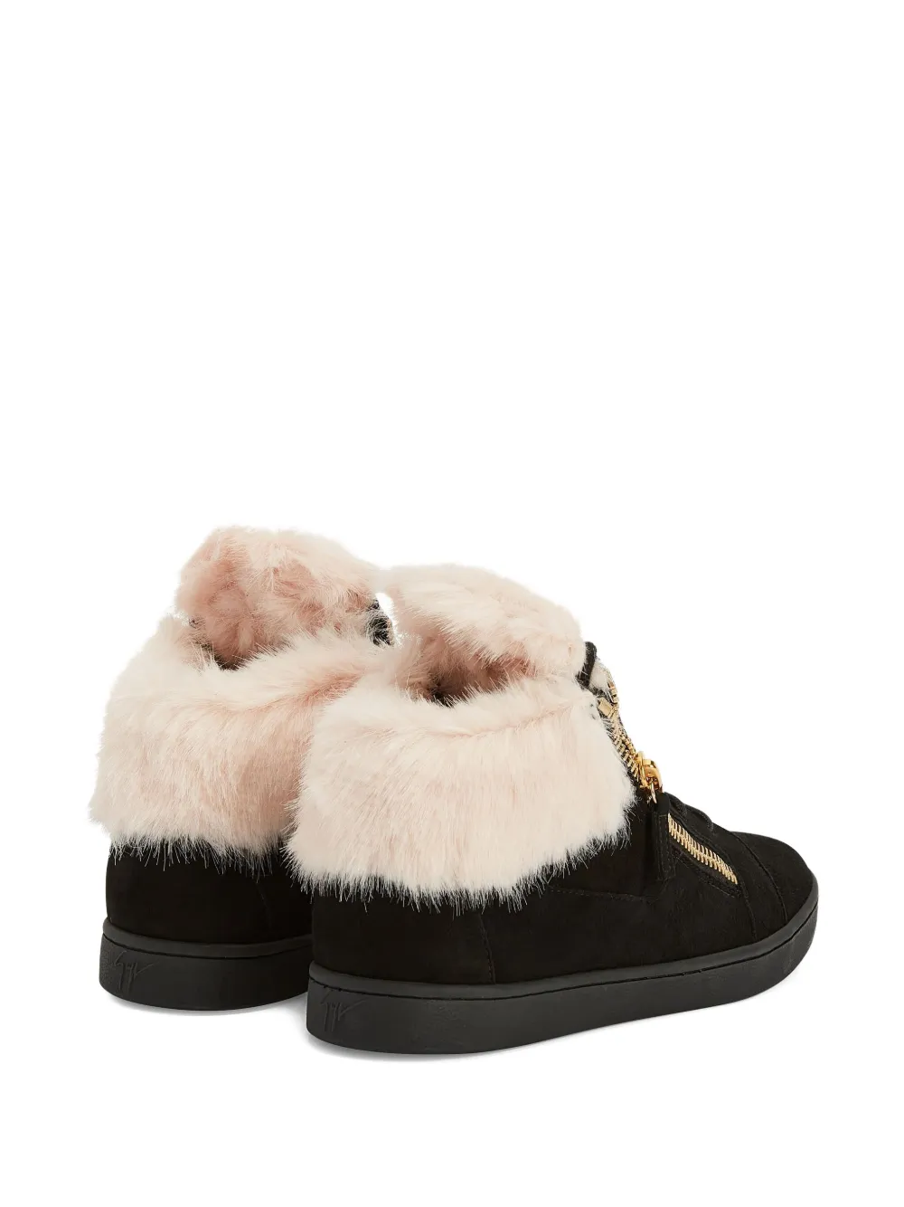Giuseppe Zanotti Kriss fur-trimmed zip-detail sneakers Black