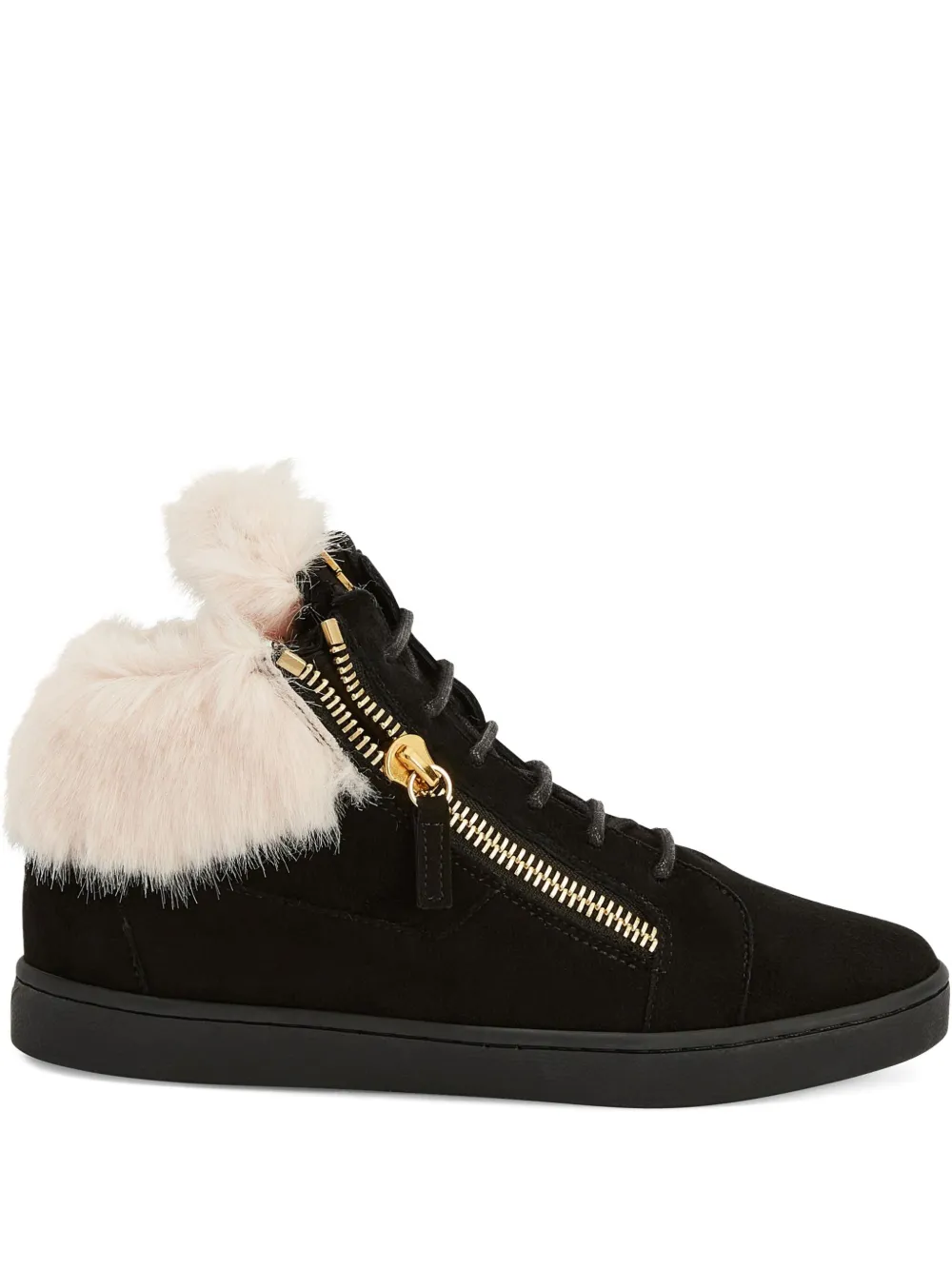 Giuseppe Zanotti Kriss fur-trimmed zip-detail sneakers Zwart
