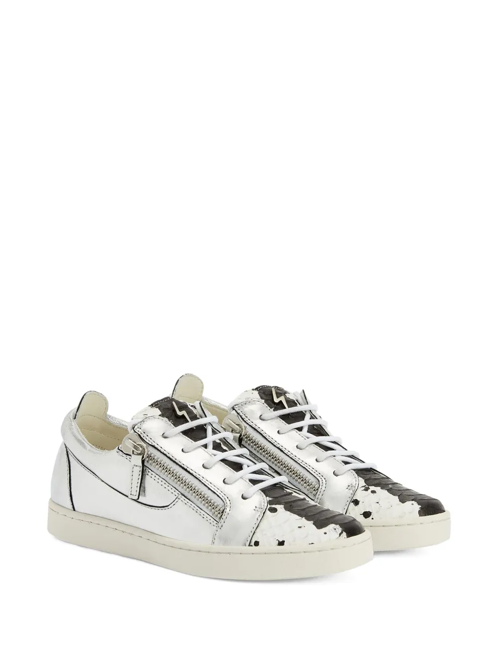 Giuseppe Zanotti Nicki metallic-effect leather zip-detail sneakers Grey
