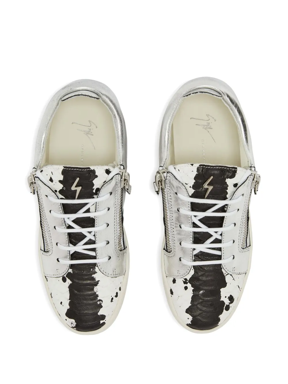 Giuseppe Zanotti Nicki metallic-effect leather zip-detail sneakers Grey