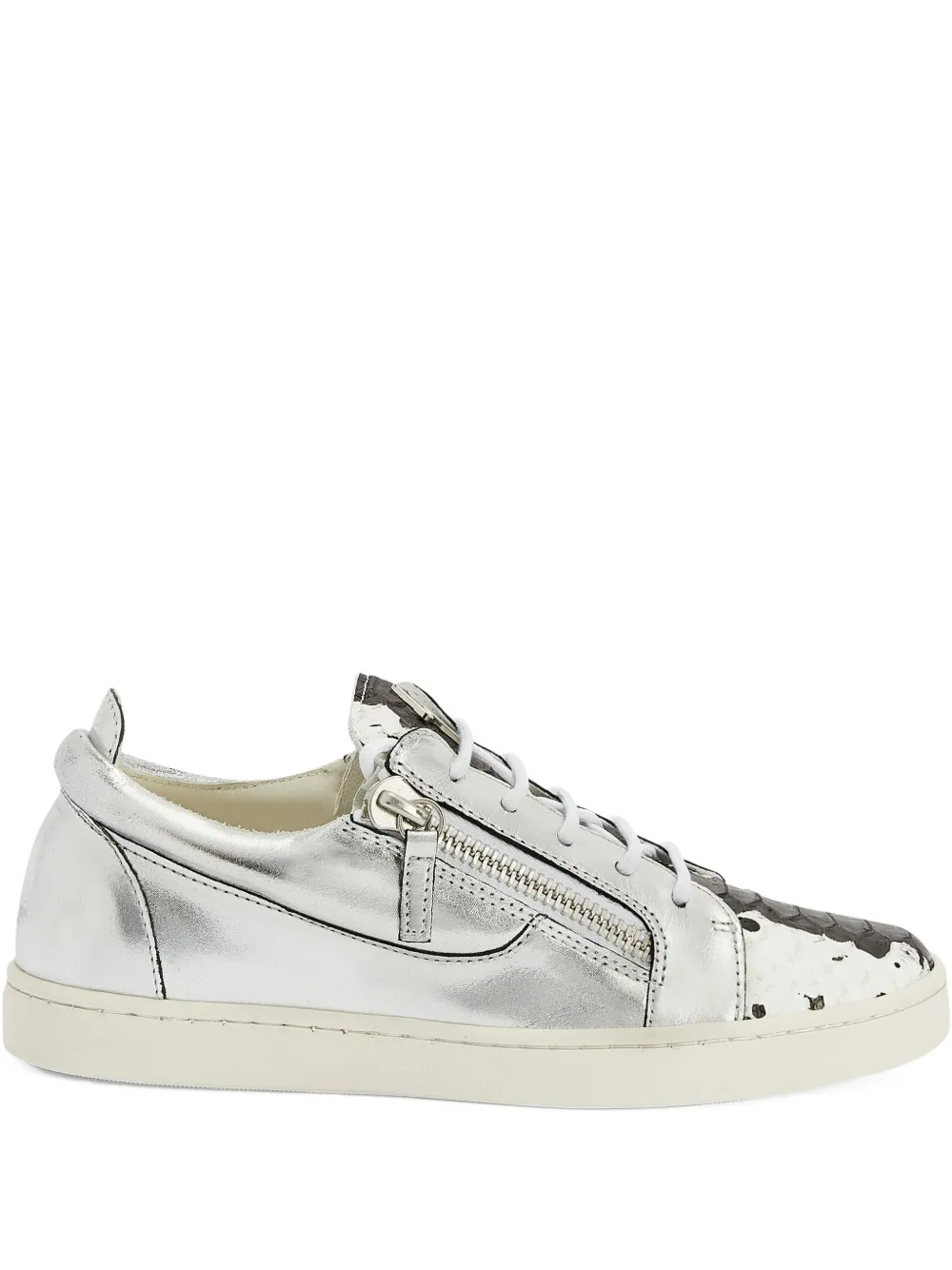 Giuseppe Zanotti Nicki metallic-effect leather zip-detail sneakers Grey