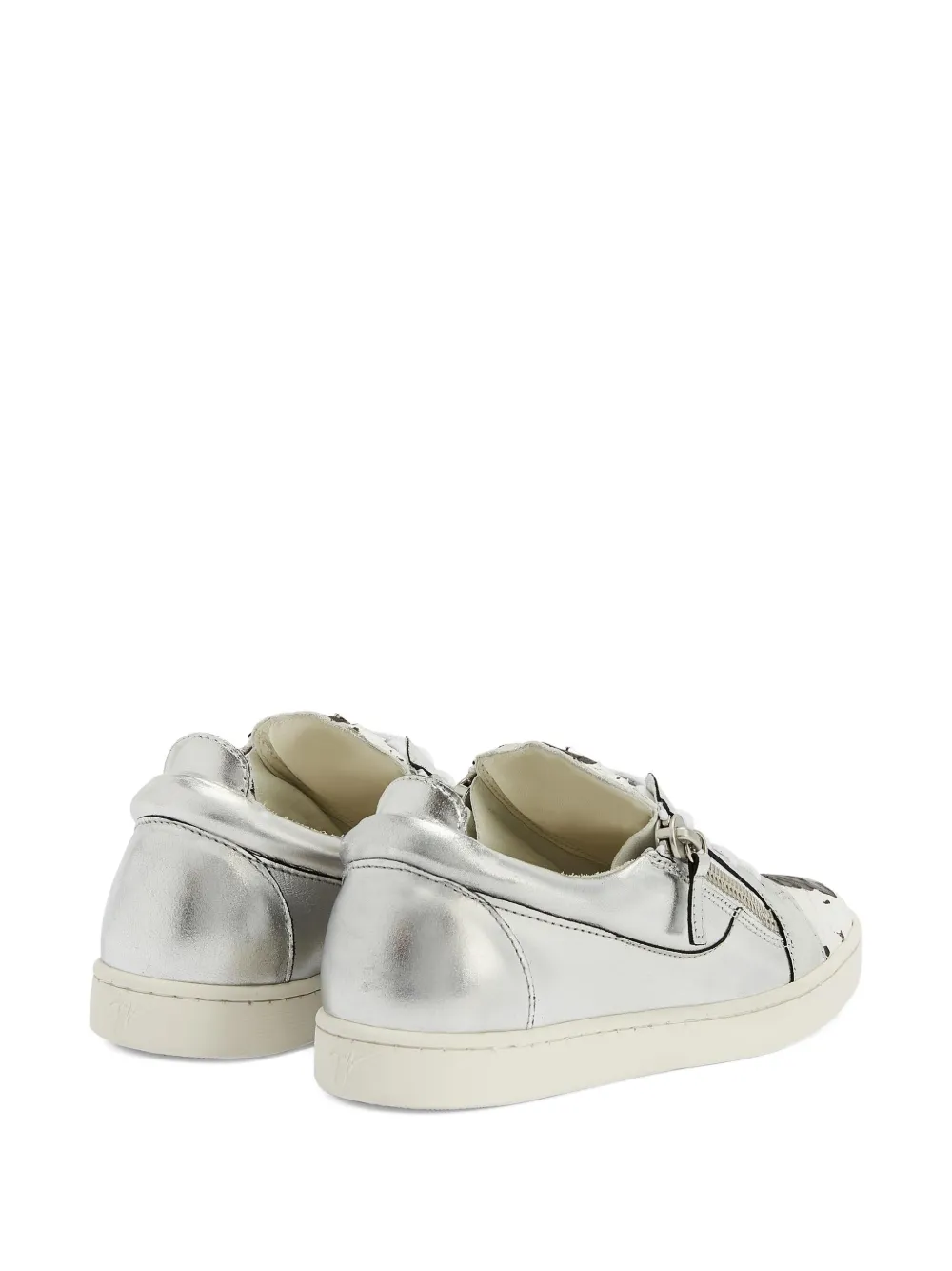 Giuseppe Zanotti Nicki metallic-effect leather zip-detail sneakers Grey