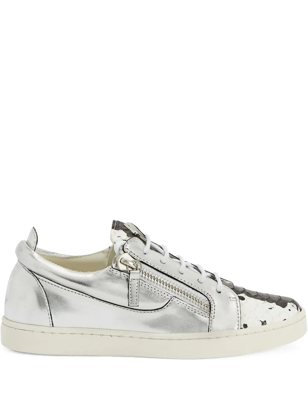 Giuseppe Zanotti Nicki metallic-effect leather zip-detail sneakers Grey