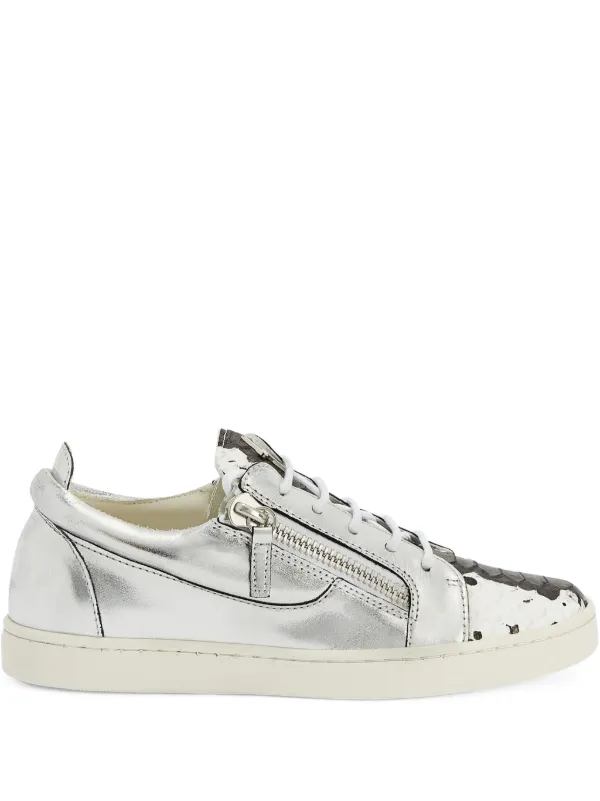 Giuseppe Zanotti Nicki metallic-effect Leather zip-detail Sneakers Grey  FARFETCH IN