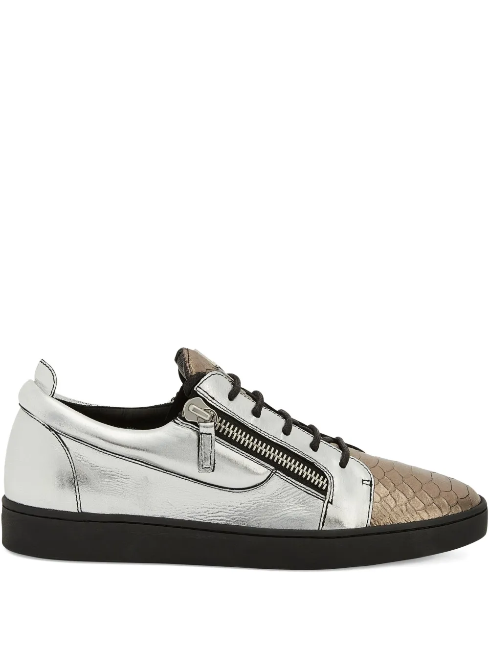 Giuseppe Zanotti Frankie leather zip-detail sneakers Grey