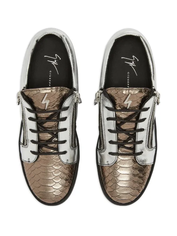 Giuseppe Zanotti Frankie Leather zip-detail Sneakers | Silver