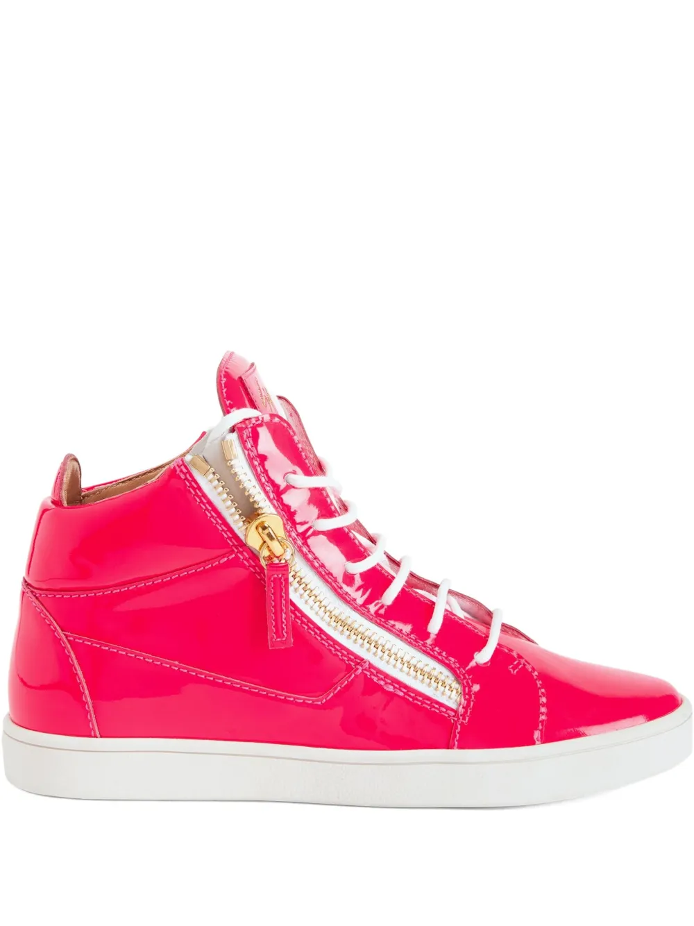 Giuseppe Zanotti Kriss zip-fastening patent leather sneakers Roze