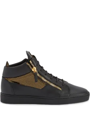 Giuseppe Zanotti Kriss Leather mid-top Sneakers | Black | FARFETCH ZA