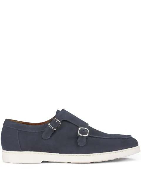 Doucal's suede double-buckle monk shoes